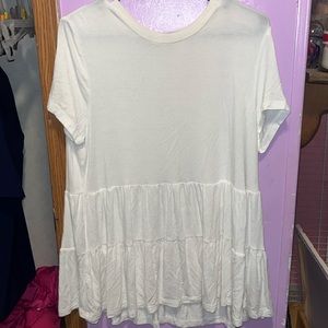 Women’s white ruffle t